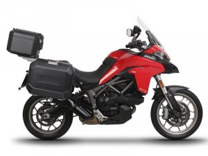 Complete set of aluminum cases SHAD TERRA BLACK, 37L topcase + 47L / 47L side cases, including mount SHAD DUCATI MULTISTRADA 950 / 1200 / 1260