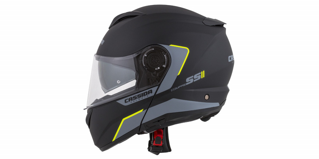 Full face helmet CASSIDA COMPRESS 2.0 REFRACTION matt black / grey / yellow fluo 2XL
